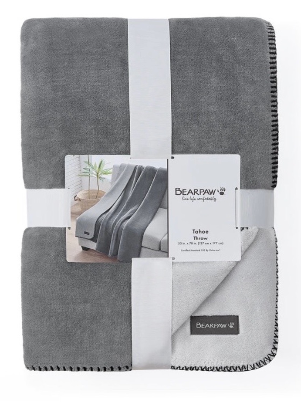 🌸 BearPaw Tahoe Plush Throw Blanket - Gray